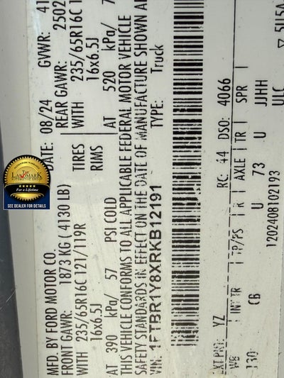 2024 Ford Transit Cargo Van T-250 148" Low Rf 9070 GVWR RWD