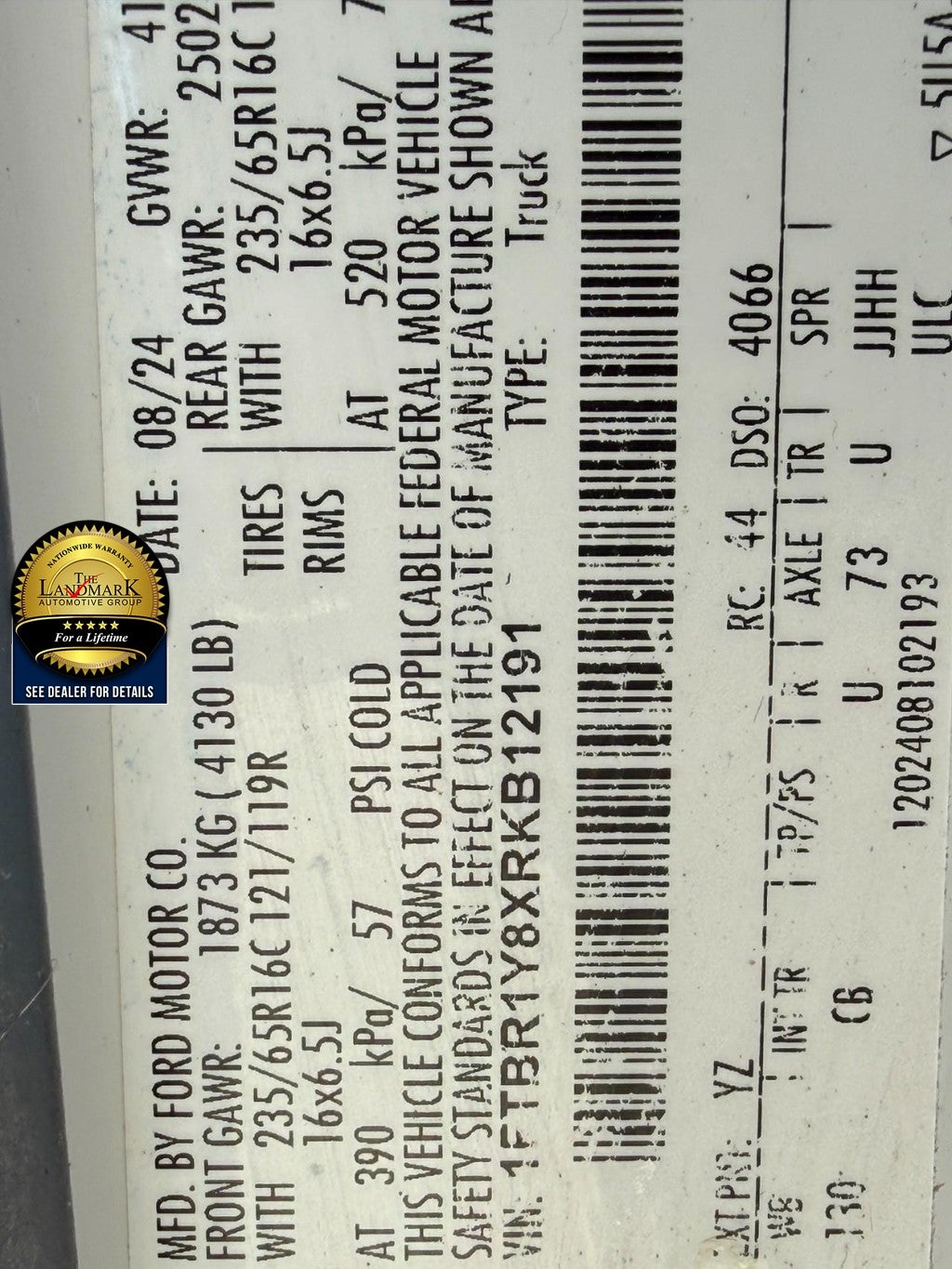 2024 Ford Transit Cargo Van T-250 148" Low Rf 9070 GVWR RWD
