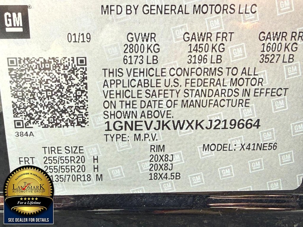 2019 Chevrolet Traverse AWD 4dr High Country w/2LZ