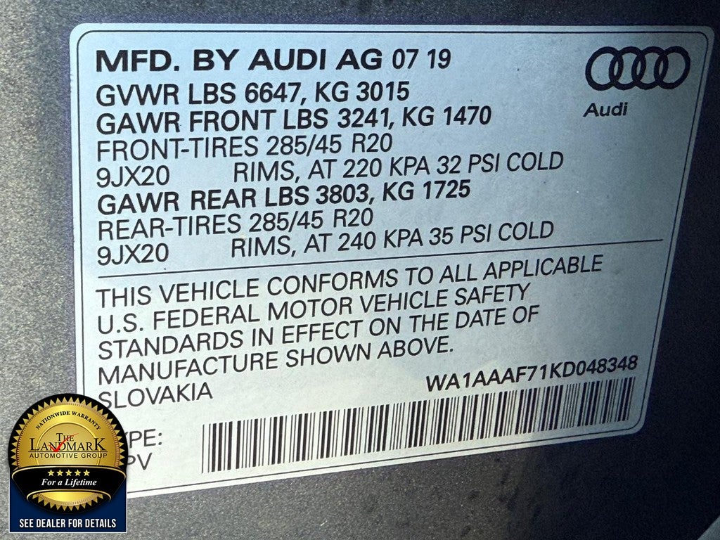 2019 Audi Q7 Premium 55 TFSI quattro