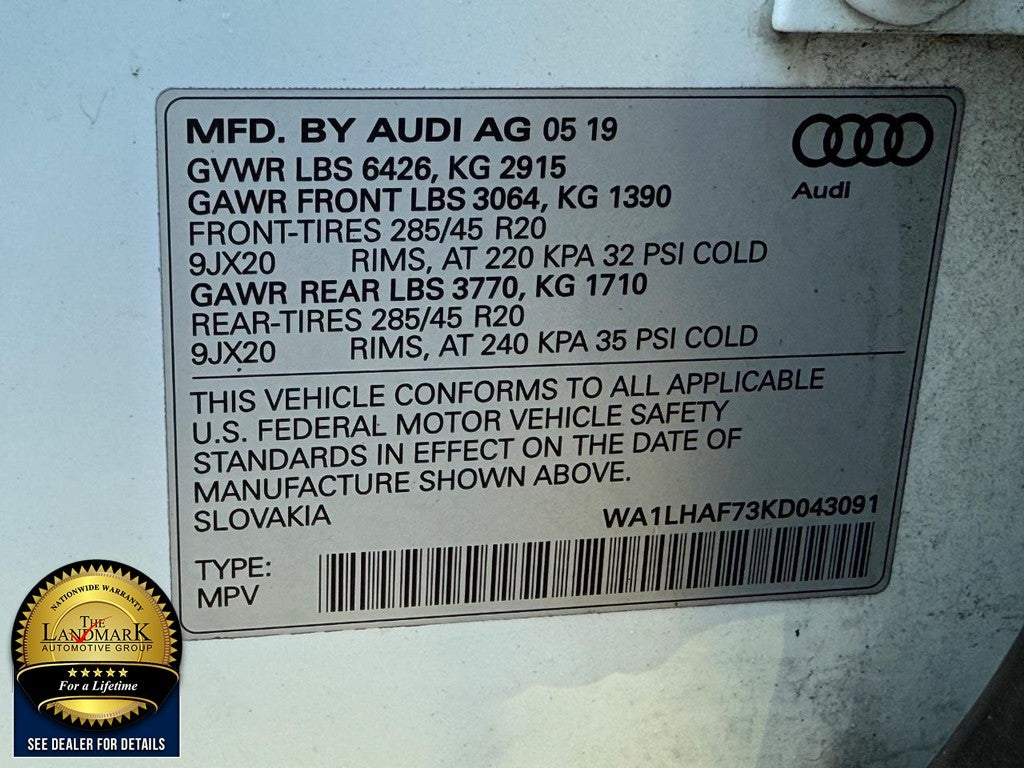 2019 Audi Q7 Premium Plus 45 TFSI quattro